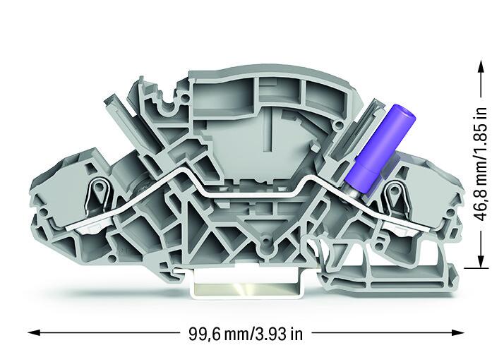 Wago 2007-8801/045-000 2-пров. клеммник с размыкателем, 0,5 - 6 (10) мм2, серый