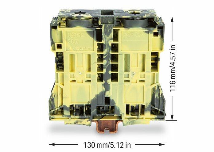 Wago 285-1181 2-пров. проходная клемма, 50 - 185 мм2, жёлт/тёмн-серая