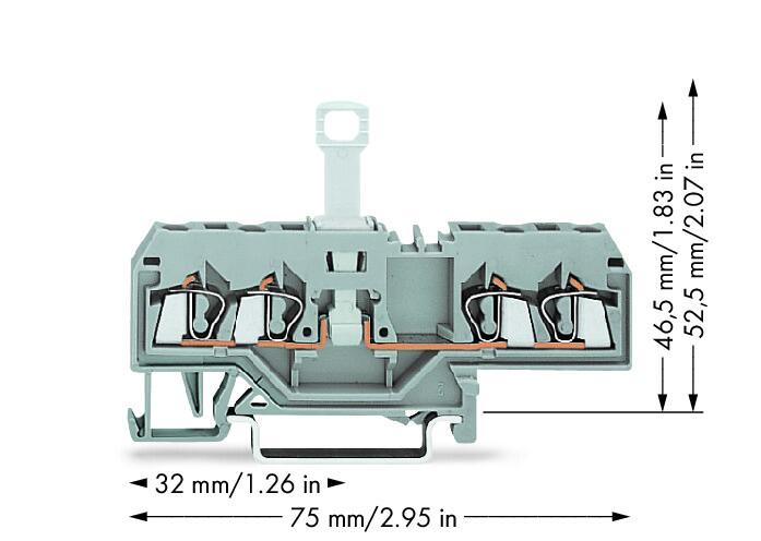Wago 280-685 4-пров. клеммник с размыкателем, втычной, 0,08 - 2,5 мм2, серый