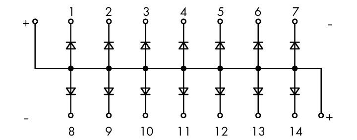 Wago 289-121 Полярная диодная схема - 14 диодов, Общий анод