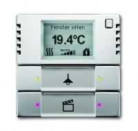 ABB 6128/01-866-500 Терморегулятор KNX с дисплеем и сенсором, 2/4-клавишный, нержавеющая сталь, цвет: Нержавеющая сталь
