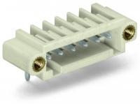 Wago 734-174/108-000 Вилка THT, 1.0 x 1.0 mm solder pin, угловые, Резьбовой фланец, Шаг контактов 3,5 мм, 14-пол., светло-серые