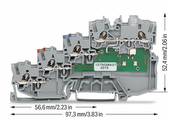 Wago 2000-5410/1101-951 Клемма 4-пр. датчика, 1 мм2, NPN, серая