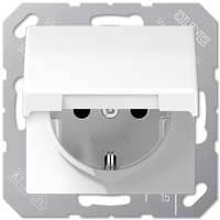 Jung EP1420KLWWM Розетка SCHUKO® с крышкой; термопласт; матовый белый