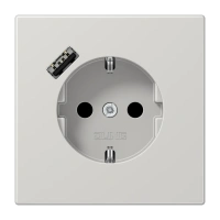 Jung LS 1520-18 A LG SCHUKO®-розетка 16 A 250 В ~, с зарядным устройством USB 1 x тип A, с дополнительной защитой,, Серия LS, светло-серый