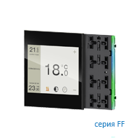 Ekinex EK-EF2-TP Контроллер комнатный Touch&See с 2 доп. кнопками, подсветка - синий/зеленый