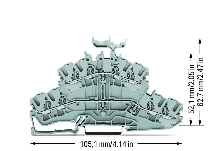 Wago 2002-2431 2-уровн. клемма, 0,25 - 2,5 (4) мм2, 4-пров., серая, L/L