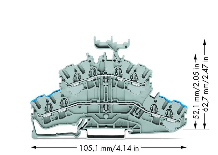 Wago 2002-2432 2-уровн. клемма, 0,25 - 2,5 (4) мм2, 4-пров., серая, N/L