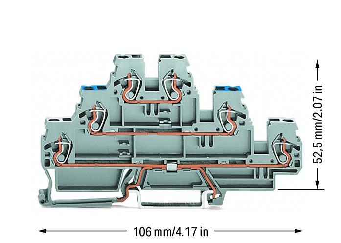 Wago 870-558 3-уровн. клемма, 0,08 - 2,5 (4) мм2, серая, L/L/PE