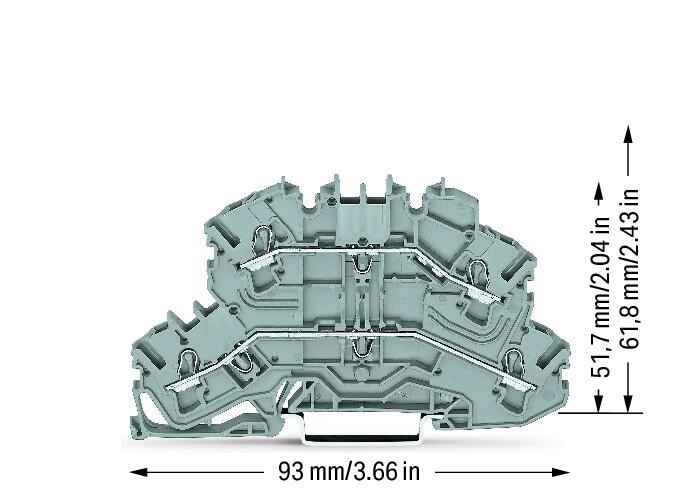 Wago 2002-2601 2-уровн. клемма, 0,25 - 2,5 (4) мм2, серая, L/L, профильн.