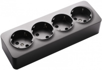 Jasmart Electric FS5508B Четырех местная розетка Schuko со шторками, накладного монтажа, (цвет антрацит) 16A 250V~ 2P+T, FS5508B