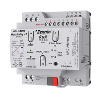 Zennio ZPRHPV2 ALLinBOX Hospitality v2 Многофункциональное устройство с блоком питания KNX, интерфейсом KNX-IP, контроллером фанкойла для двухтрубного блока и 6 аналогово-цифровыми входами