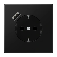 Jung LS 1520-18 A SWM SCHUKO®-розетка 16 A 250 В ~, с зарядным устройством USB 1 x тип A, с дополнительной защитой,, Серия LS, матовый чёрный графит