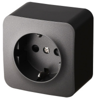 Jasmart Electric FS5501B Розетка одноместная Schuko со шторками, накладного монтажа, (цвет антрацит) 16A 250V~ 2P+T, FS5501B