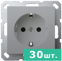 Jasmart Electric G5501S-30 Розетка SHUKO© с защитными шторками 16A 250V~ 2P+T, цвет Алюминий, набор, 30 шт.