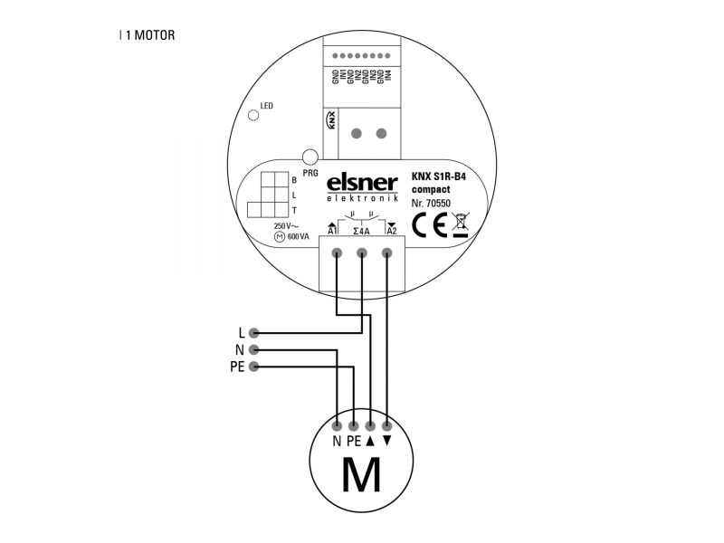 Elsner 70550 Компактный многофункциональный привод KNX S1R-B4, 4 двоичных входа