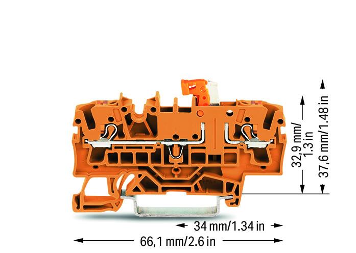 Wago 2202-1672 2-пров. клеммник с размыкателем, 0,25 - 2,5 (4) мм2, оранжевый