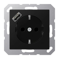 Jung A 1520-18 A SWM SCHUKO®-розетка 16 A 250 В ~, with USB charger 1 x type A, с дополнительной защитой,, Серия A, матовый чёрный графит