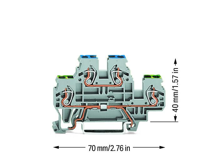 Wago 870-517 2-уровневая клемма, 0,08 - 2,5 (4) мм2, PE/N, серая
