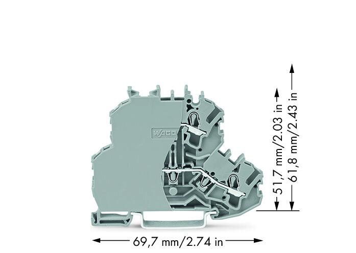 Wago 2002-2201/099-000 2-Уровн. Клемма, 0,25 - 2,5 (4) мм2, серая L / L, с пластиной
