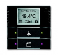 ABB 6128/28-81-500 Терморегулятор KNX с дисплеем и сенсором, 2/4-клавишный, антрацит, цвет: Антрацит