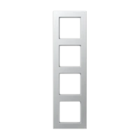 Jung A 5584 BF AL Рамка 4-ная, вертикальный и горизонтальный монтаж, Лакированный термопласт, A 550, алюминий