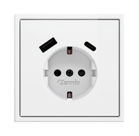 Zennio ZS70CSC2USMW Розетка Schuko ZS70, 16A (230В), встроенные разъемы USB C и USB A