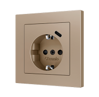 Zennio ZS55CSC1USC ZS55. Заглушка для розетки Schuko с USB-C 55x55 мм - шампань