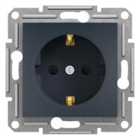 Interra 
					ITR2900271
				 Одинарная розетка с боковым заземлением и жалюзи - Антрацит