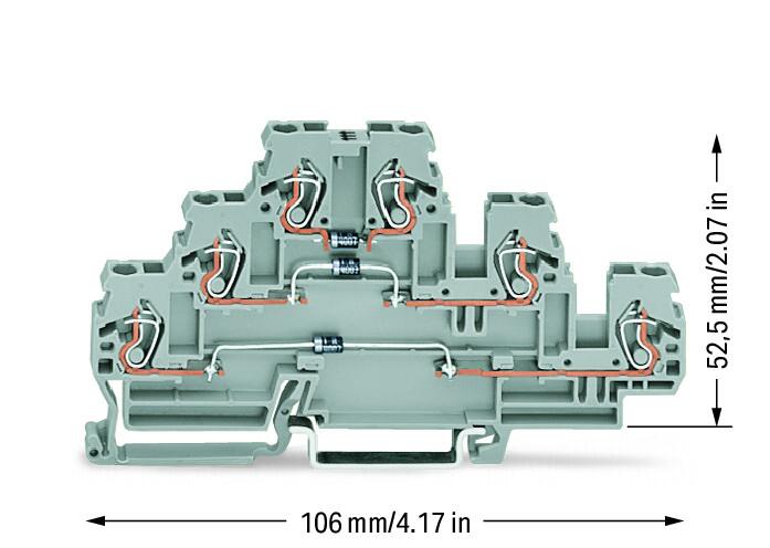 Wago 870-596/281-673 3-уров. диодная клемма, 0,08 - 2,5 (4) мм2, 1N4007 (x3)