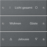 Gira 220328 Набор клавиш 3-местный,  гравировка, цвет: Антрацит, оттенок: Лакированный