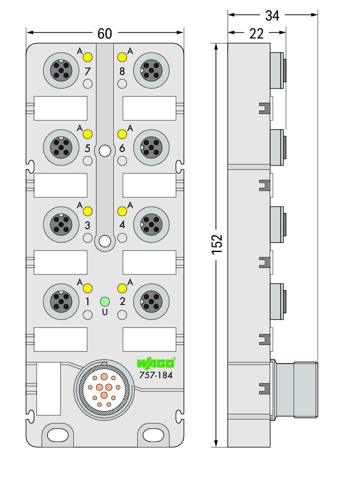 Wago 757-184 бокс датчиков / исполнителей IP 76 8-конт. 4-конт.