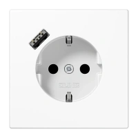 Jung LS 1520-18 A WW SCHUKO®-розетка 16 A 250 В ~, с зарядным устройством USB 1 x тип A, с дополнительной защитой,, Серия LS, белый
