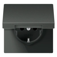 Jung AL 1520 KIKL AN SCHUKO®-розетка, 16 A 250 В ~, с дополнительной защитой,, Откидная крышка, Лакированный алюминий, Серия LS, антрацит