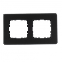 Jasmart Electric G1002GB-RM Стеклянная матовая закругленная рамка 2 пост , цвет черный, G1002GB-RM