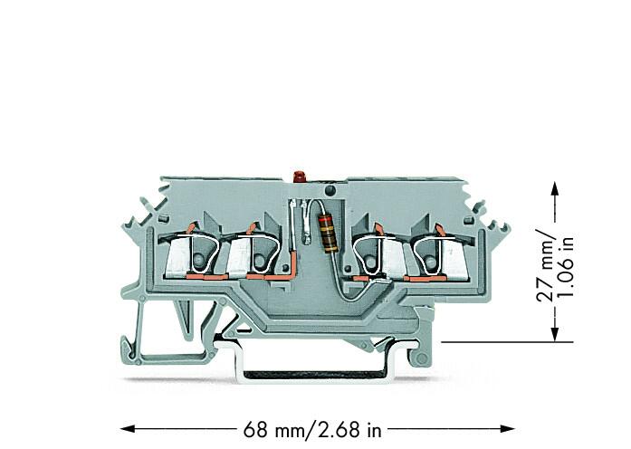 Wago 279-624/281-434 4-пров. клемма со светодиодом, 0,08 - 1,5 мм2, red LED 24 VDC