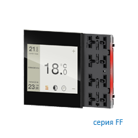 Ekinex EK-EF2-TP-RW Контроллер комнатный Touch&See с 2 доп. кнопками, подсветка - красный/белый