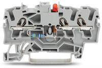 WAGO 2002-1321/1000-413 3-пров. клемма со светодиодом, 0,25 - 2,5 (4) мм2, red LED 24 VDC, цвет: Серый