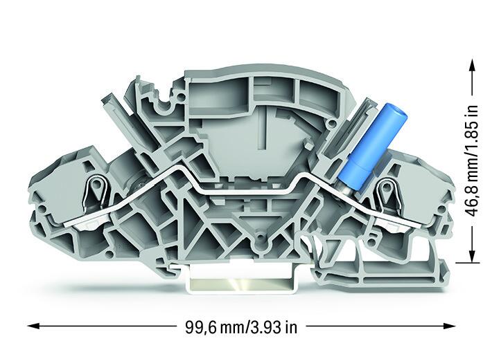 Wago 2007-8801/043-000 2-пров. клеммник с размыкателем, 0,5 - 6 (10) мм2, серый