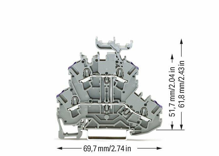 Wago 2002-2238 2-уровневая клемма, 2,5 (4) мм2, L, держ. марк., серая