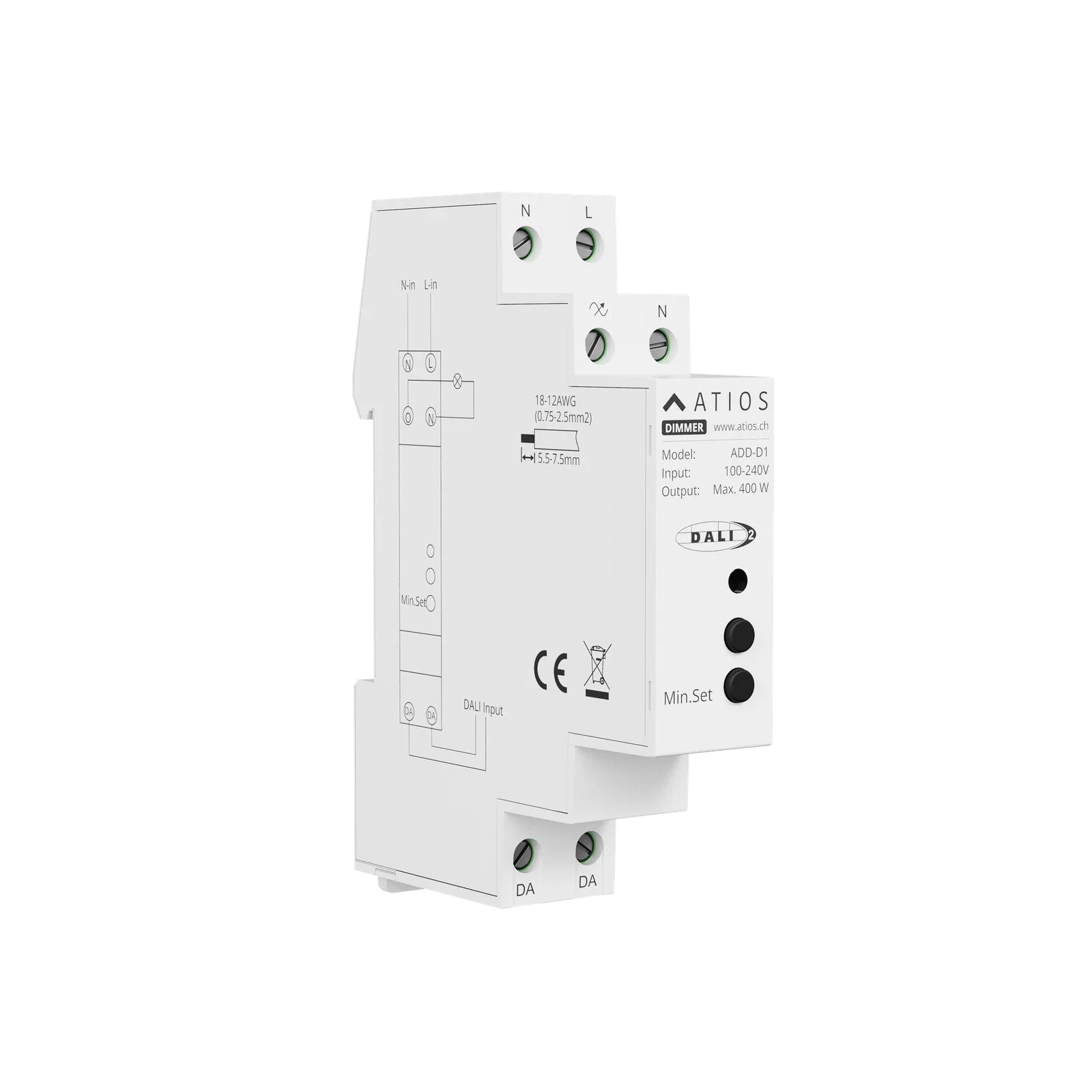 Atios ADD-D1 TRIAC диммер DALI для установки на DIN-рейку