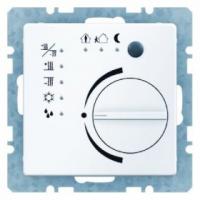 Berker 75441129 Регулятор температуры с кнопочным интерфейсом и встроенным шинным соединителем, Q.1/Q.3, полярная белизна, с эффектом бархата, цвет: Белый, оттенок: Полярная белизна, с эффектом бархата