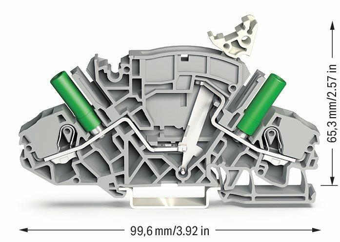 Wago 2007-8811/044-000 2-пров. клеммник с размыкателем, 0,5 - 6 (10) мм2, серый