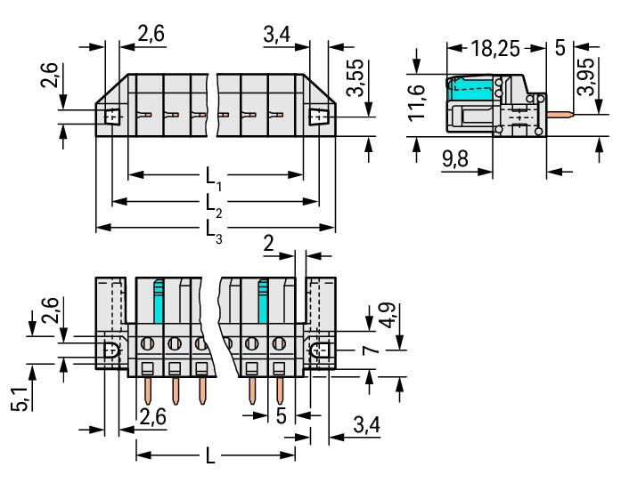 Wago 722-137/047-000 FL, прямые штырьками, CN, FS, BF