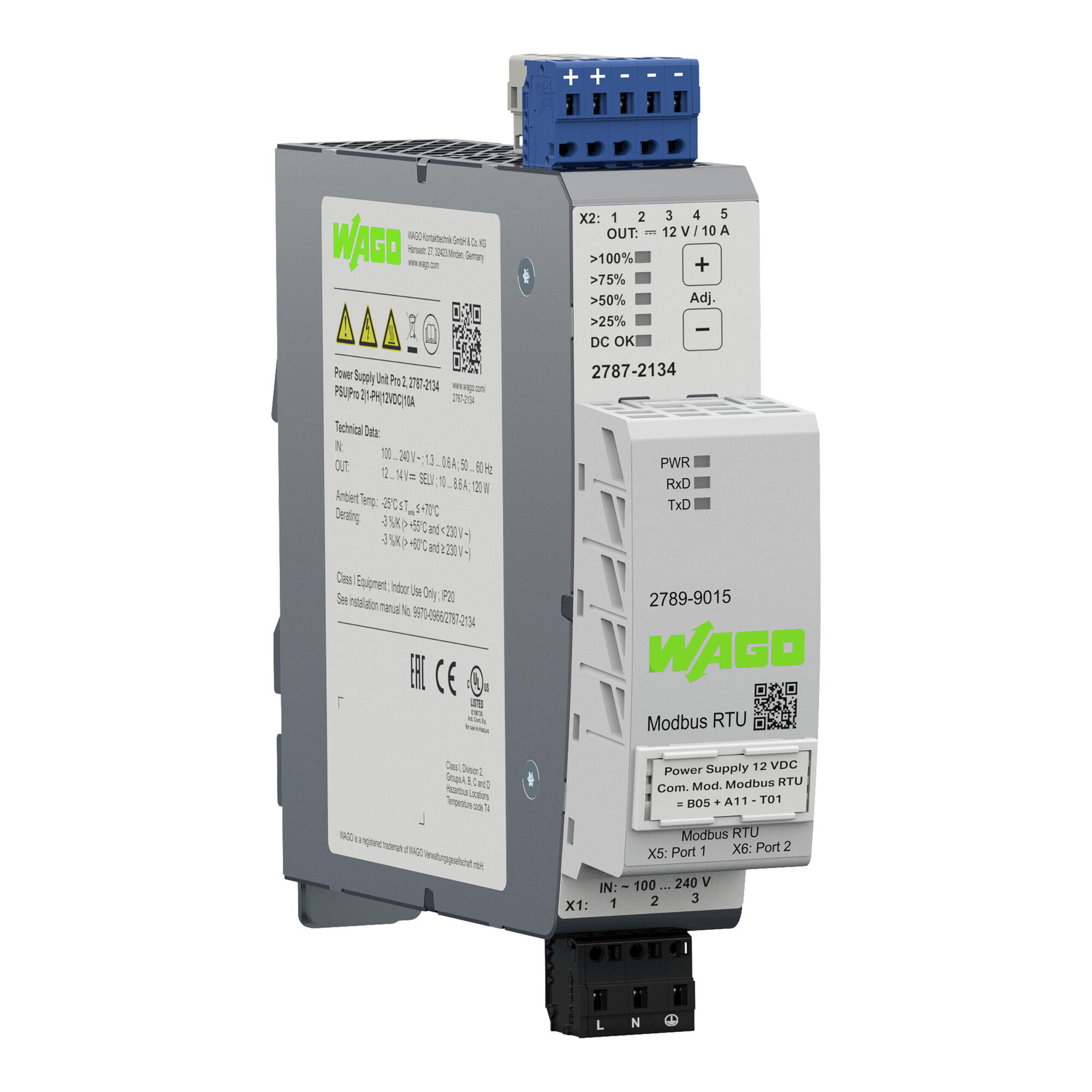 Wago 2787-2134 Источник питания 12V DC, 10А TopBoost + PowerBoost