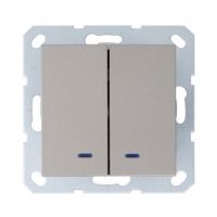 Jasmart Electric G3023NCH Выключатель двухклавишный со светодиодами 10A 250V~ с накладкой, цвет шампань, G3023NCH