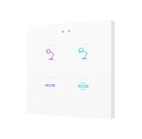 Zennio ZVITR4W Tecla RGB 4. PC-ABS Емкостный сенсорный переключатель с RGB-подсветкой, 4 кнопки, белый