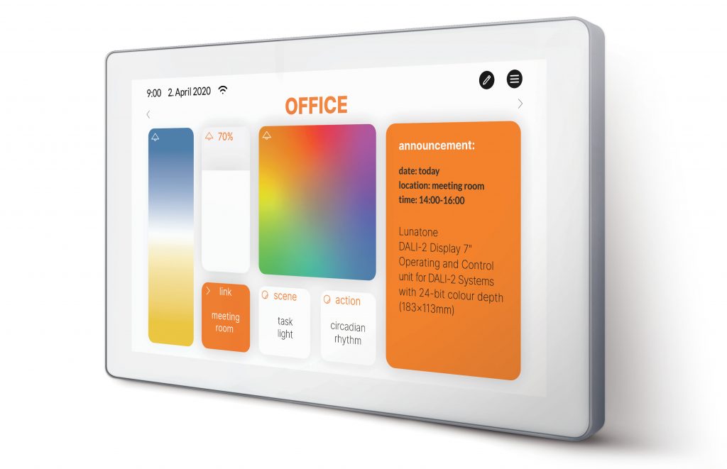 Lunatone 86456840-P-B Сенсорный дисплей управления 7" с контроллером для 64 DALI адресов DALI-2 Display 7″