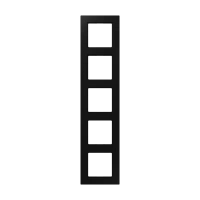 Jung A 5585 BF SWM Рамка 5-ная, вертикальный и горизонтальный монтаж, Лакированный термопласт, A 550, матовый чёрный графит