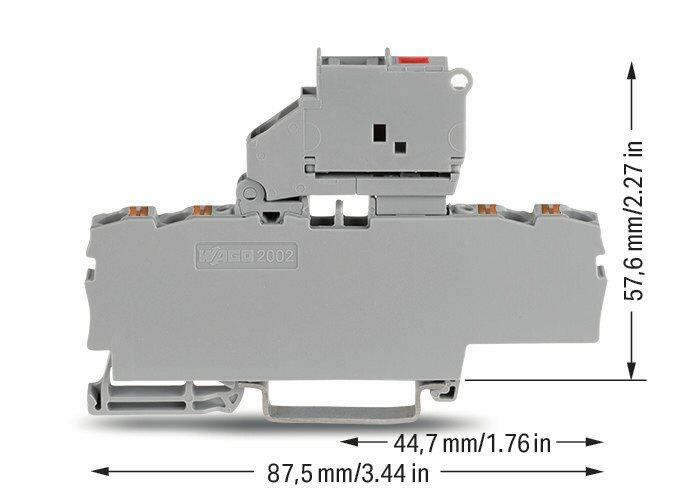 Wago 2202-1811/1000-867 4-проводная клемма с предохранителем с поворотным патроном предохранителя с концевой пластиной, серые
